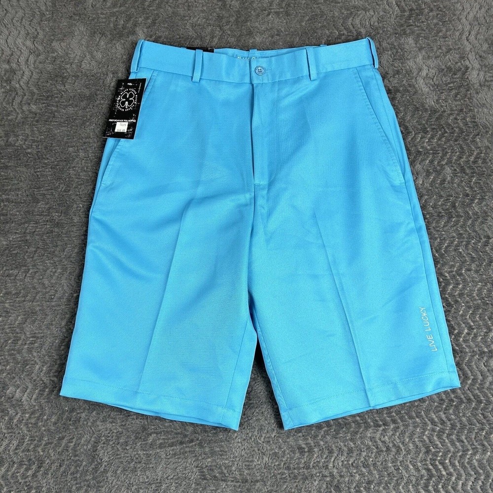 Black Clover Golf Shorts Men's 30 Live Lucky‎ Blue Teal LL-1688 Pockets NWT $59